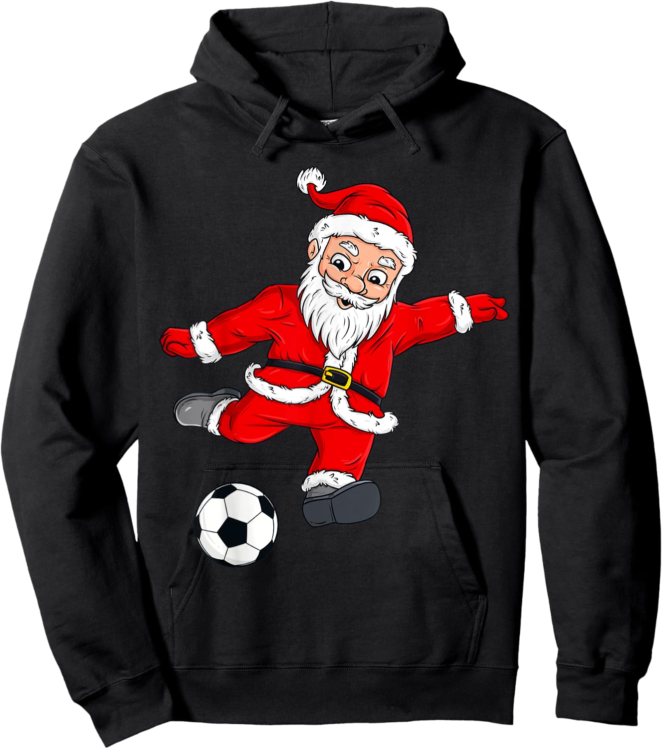 Christmas Santa Claus Soccer Ball Funny Boys Girls Kids Xmas Hoodie - Hoodie | Black