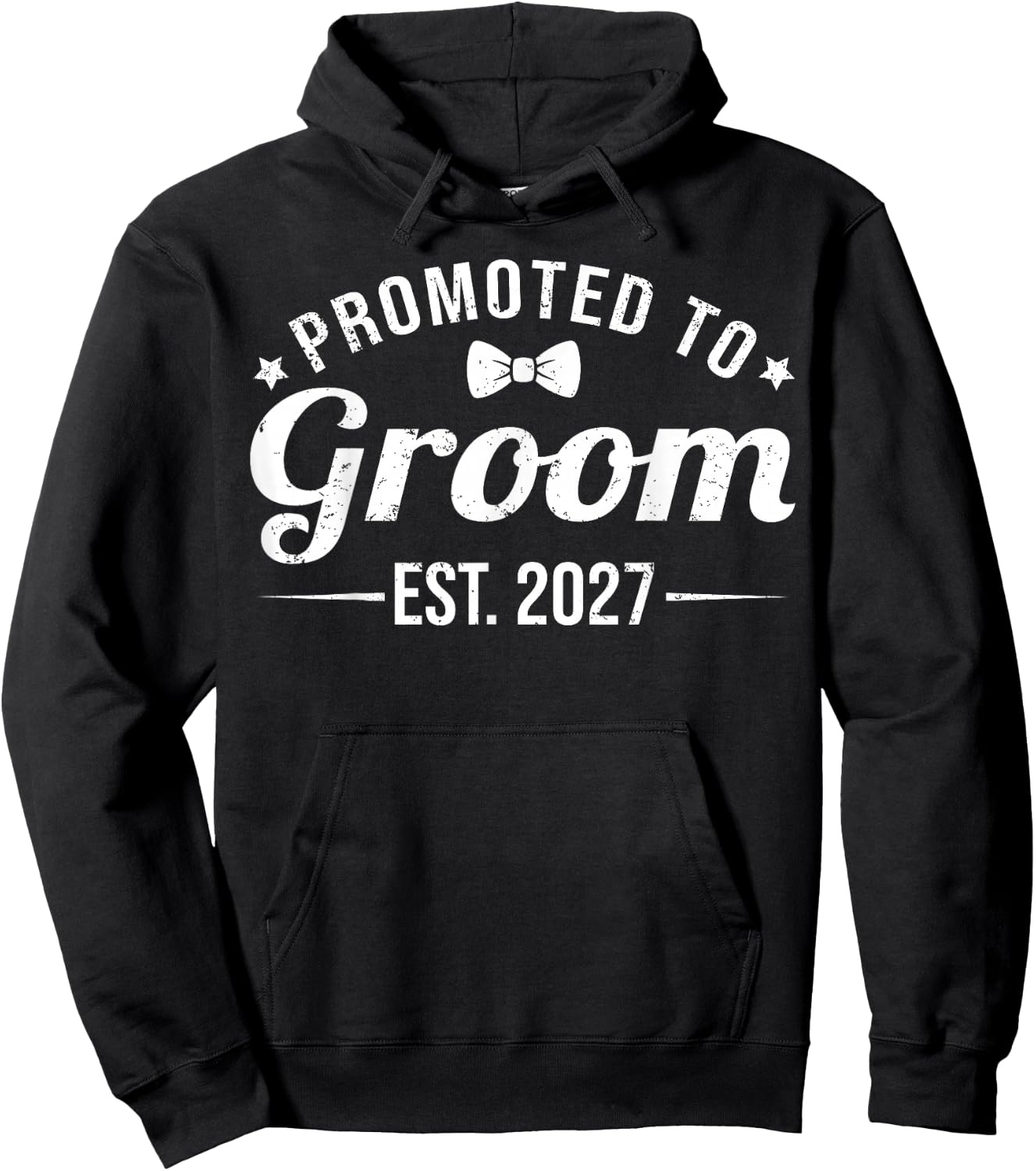 Promoted to Groom Est 2027 Funny Bachelor Party Wedding Hoodie - Hoodie | Black