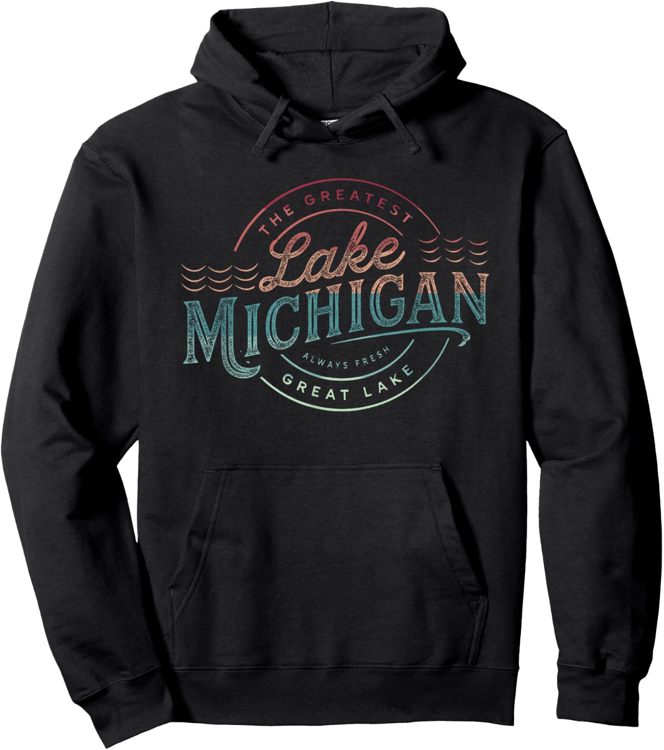 Great Lakes Shirts and - Lake Michigan, Lake Life Theme for Adults, , Short Sleeve, Black, Small Hoodie - Hoodie | Black