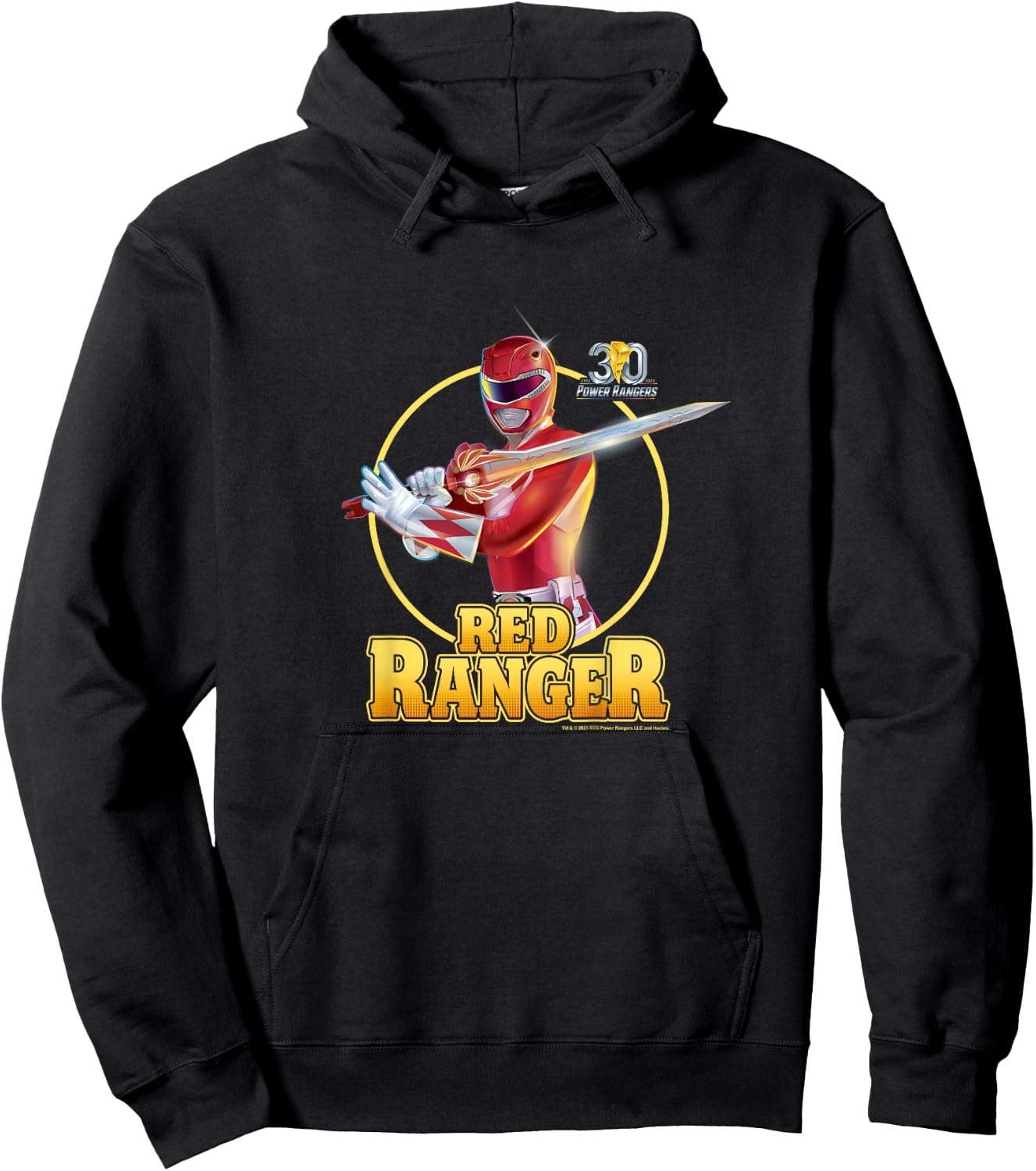 Power Rangers 30th Anniversary Red Ranger Vintage Portrait Hoodie - Hoodie | Black