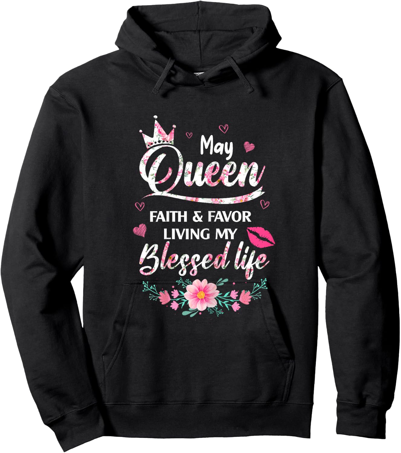 A Queen Was Born In May Birthday Girls Queen Bday Hoodie - Hoodie | Black