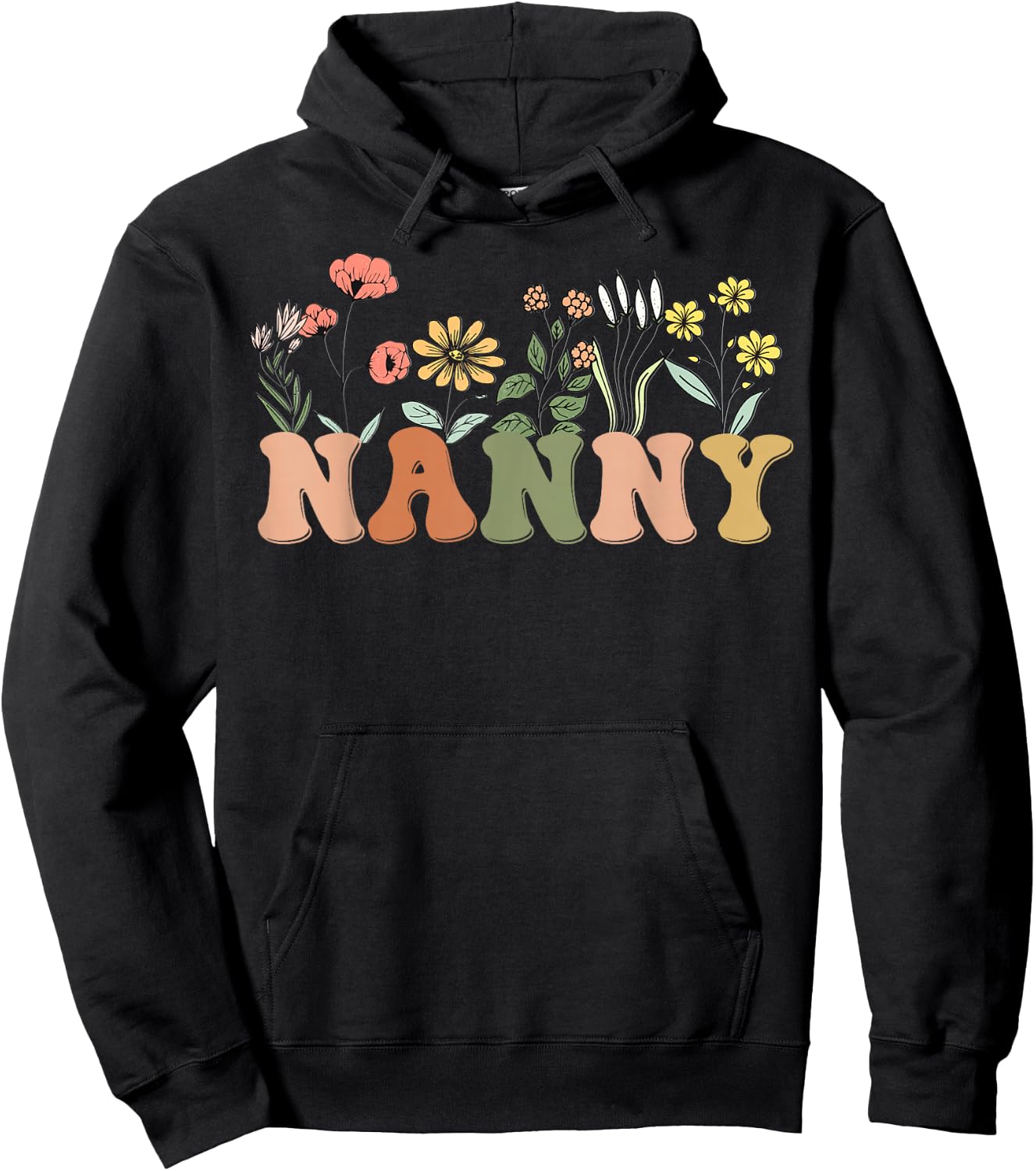 Wildflowers Nanny Floral Mother's Day Nanny Hoodie - Hoodie | Black