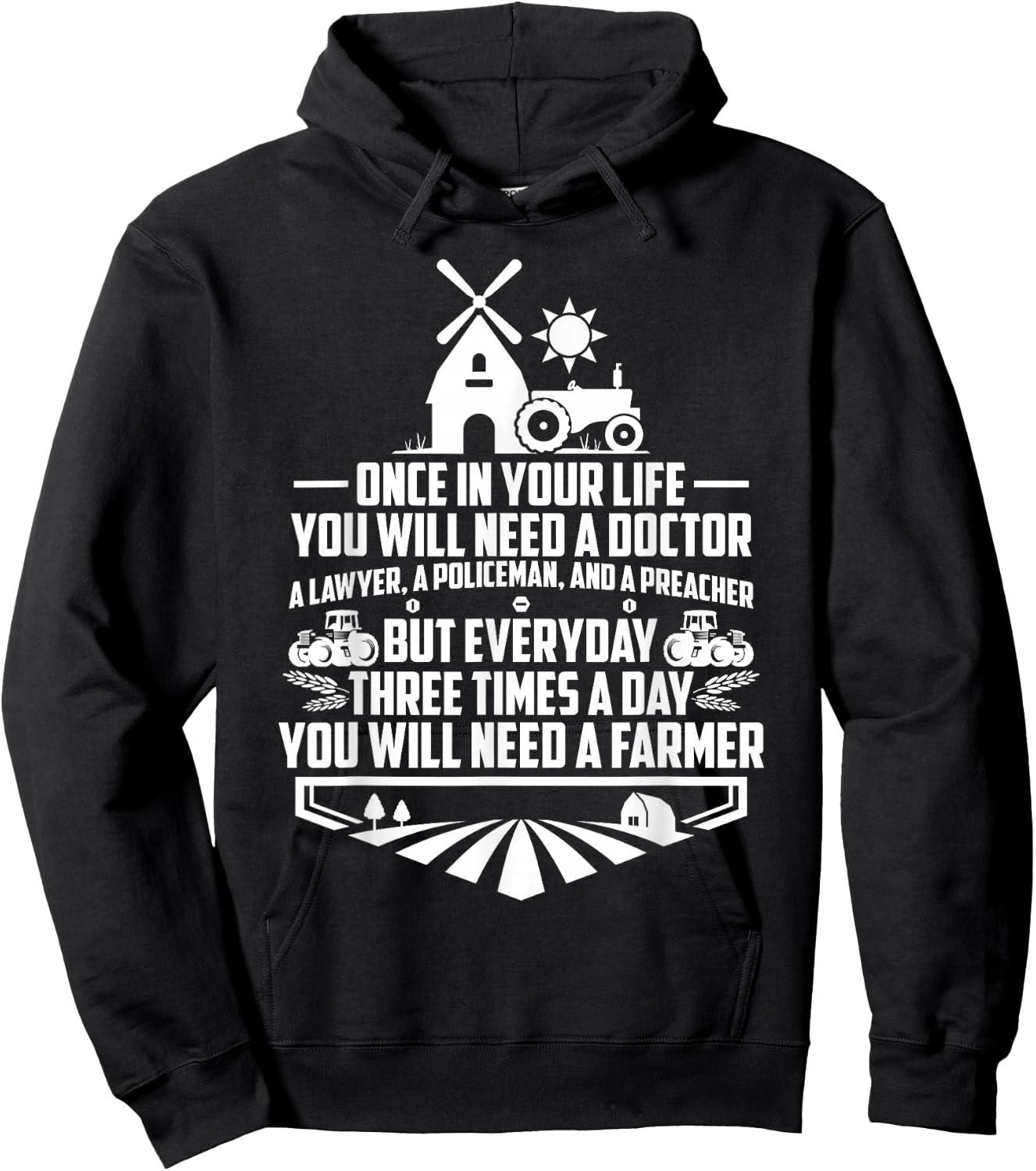 Every Three Times A Day You Will Need A Farmer Tractor Hoodie - Hoodie | Black
