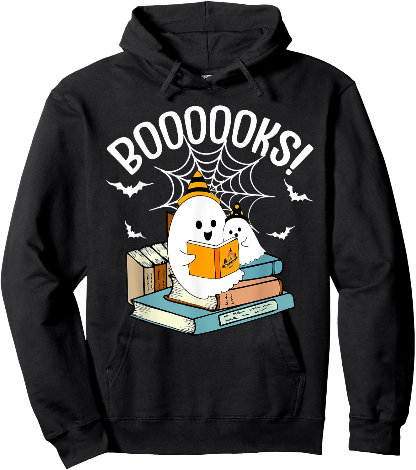 Booooks Ghost Read Books Halloween Funny Hoodie - Hoodie | Black