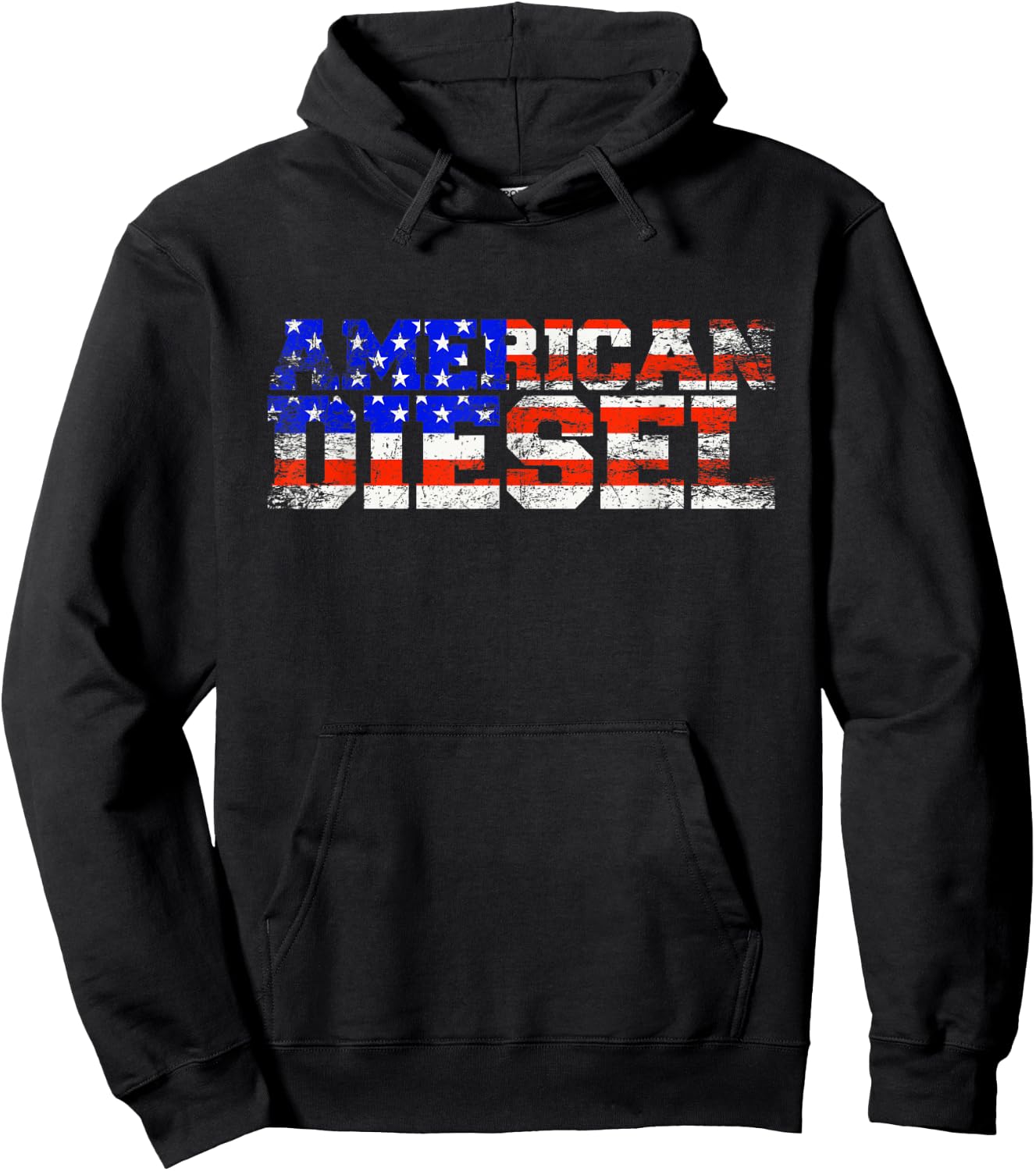 American Diesel Big Rig Trucker American Flag Diesel Hoodie - Hoodie | Black
