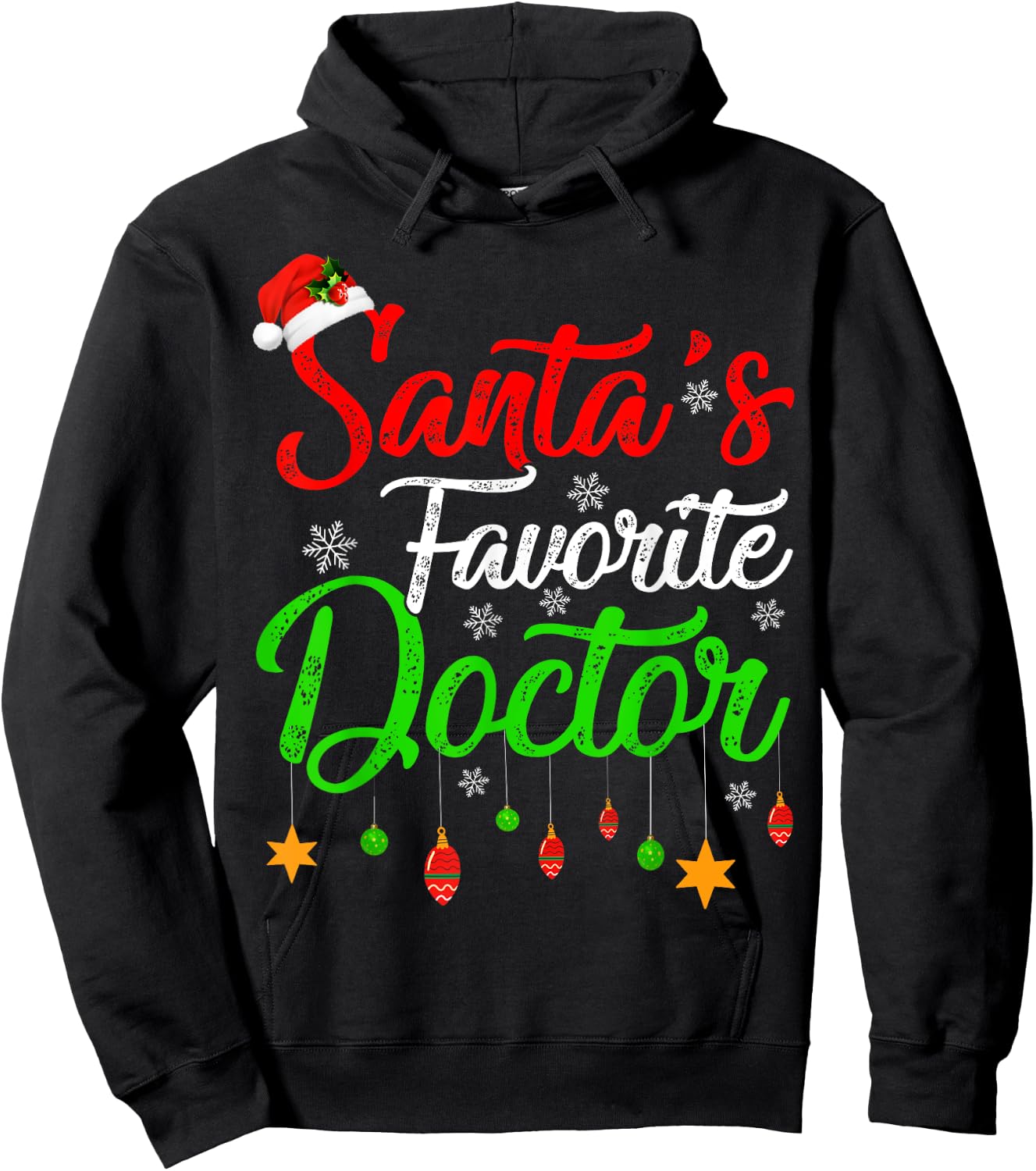 Funny Xmas Santa's Favorite Doctor Christmas Hoodie - Hoodie | Black