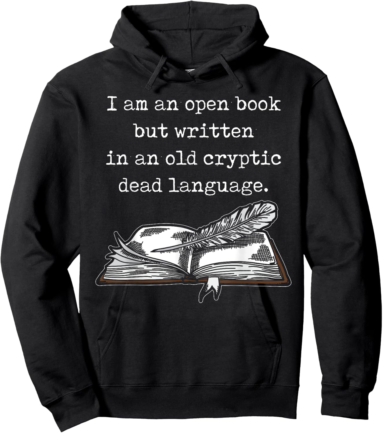 Dark Academia Aesthetic I Am An Open Book Graphic Vintage Hoodie - Hoodie | Black