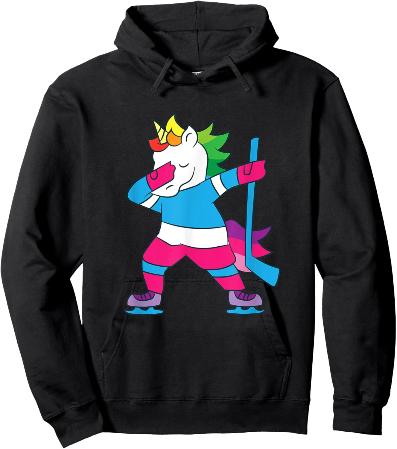 Dabbing Hockey Unicorn Ice Hockey Girls Unicorn Hoodie - Hoodie | Black