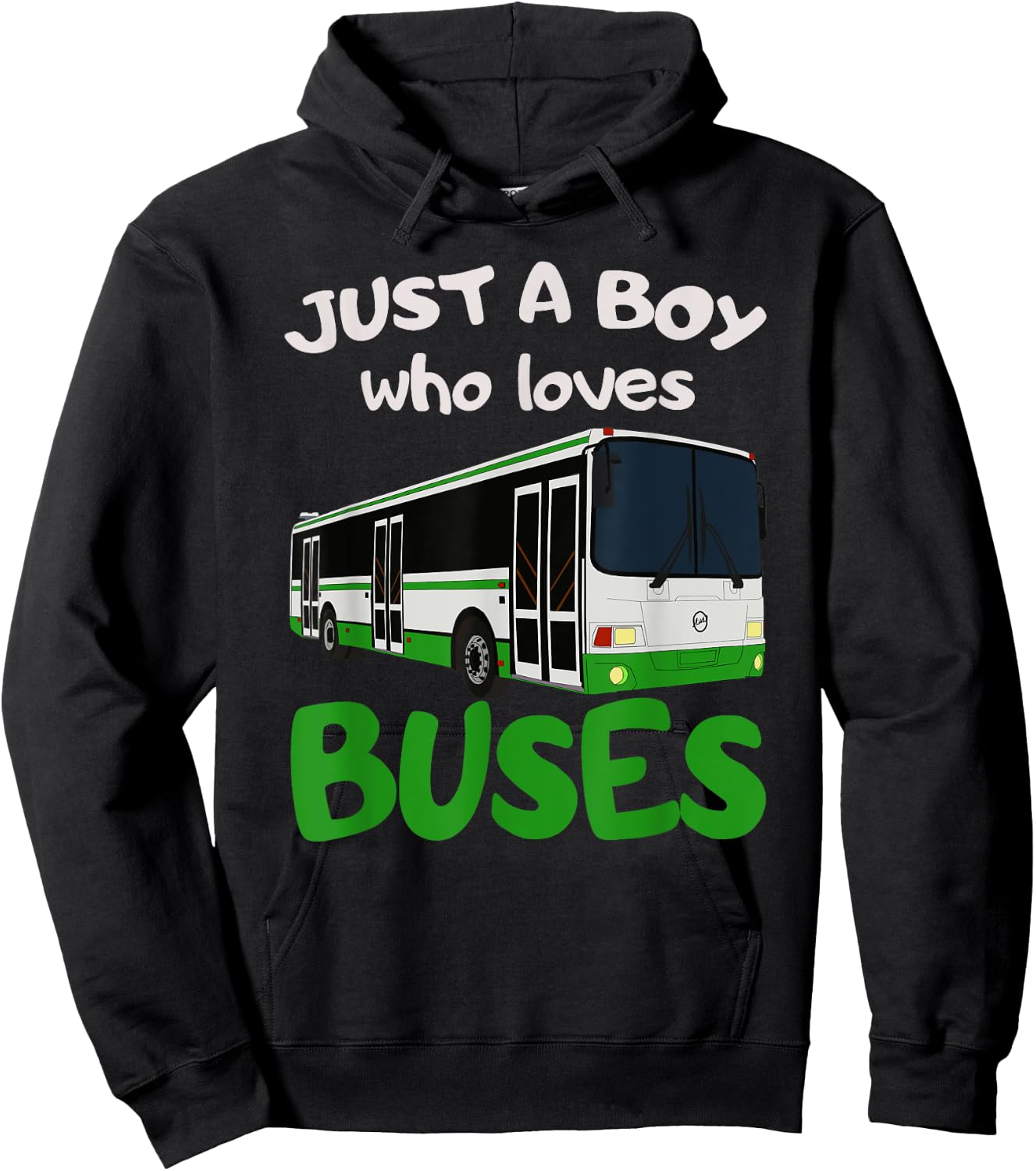 Just A Boy Who Loves Buses & Funny Bus Lovers Hoodie - Hoodie | Black