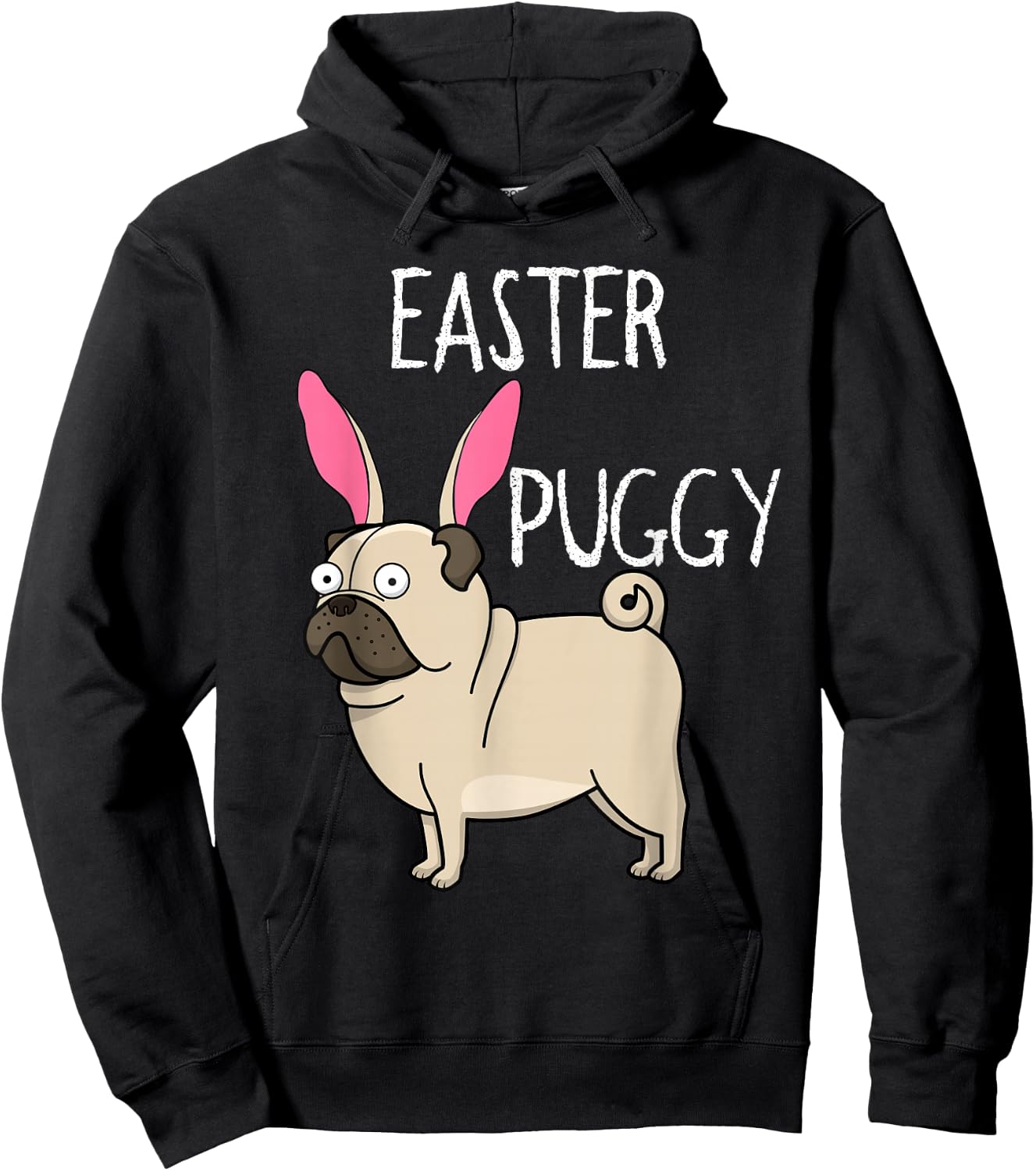 Easter Puggy Cute Dog Pug Holiday Hoodie - Hoodie | Black