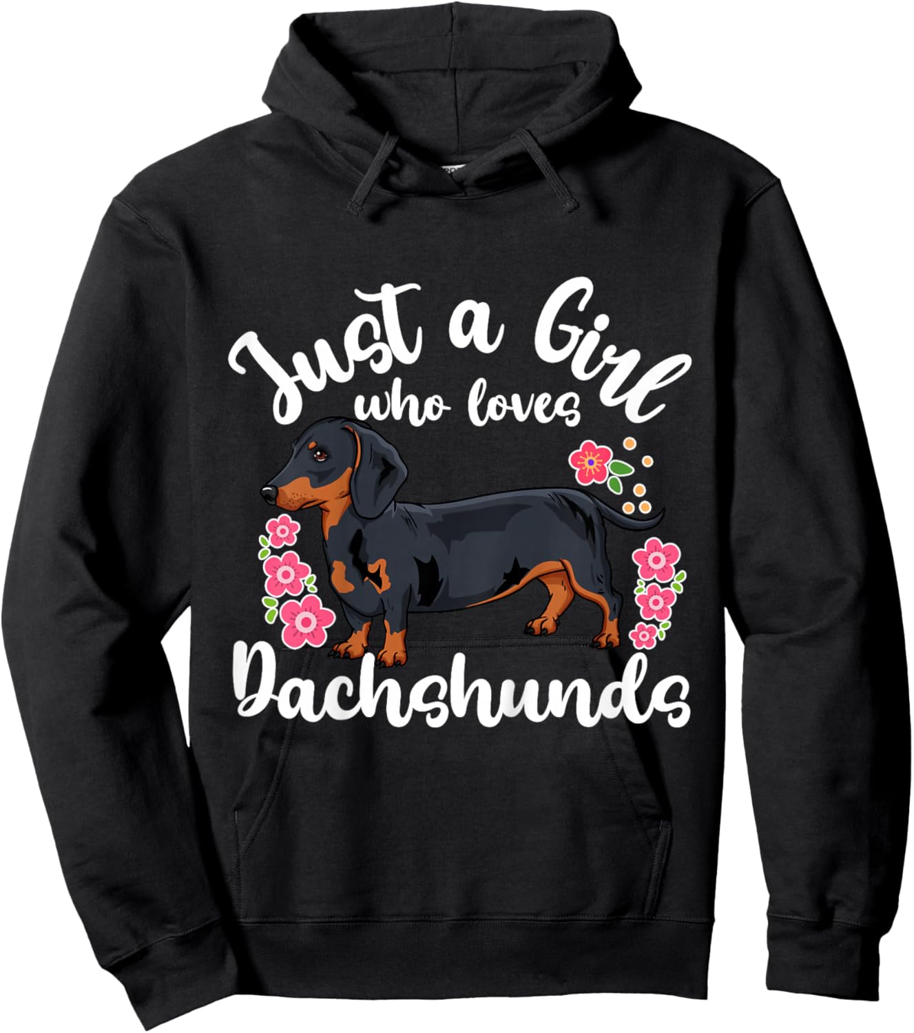 Kids Dachshund Just a Girl Who Loves Dachshunds Hoodie - Hoodie | Black