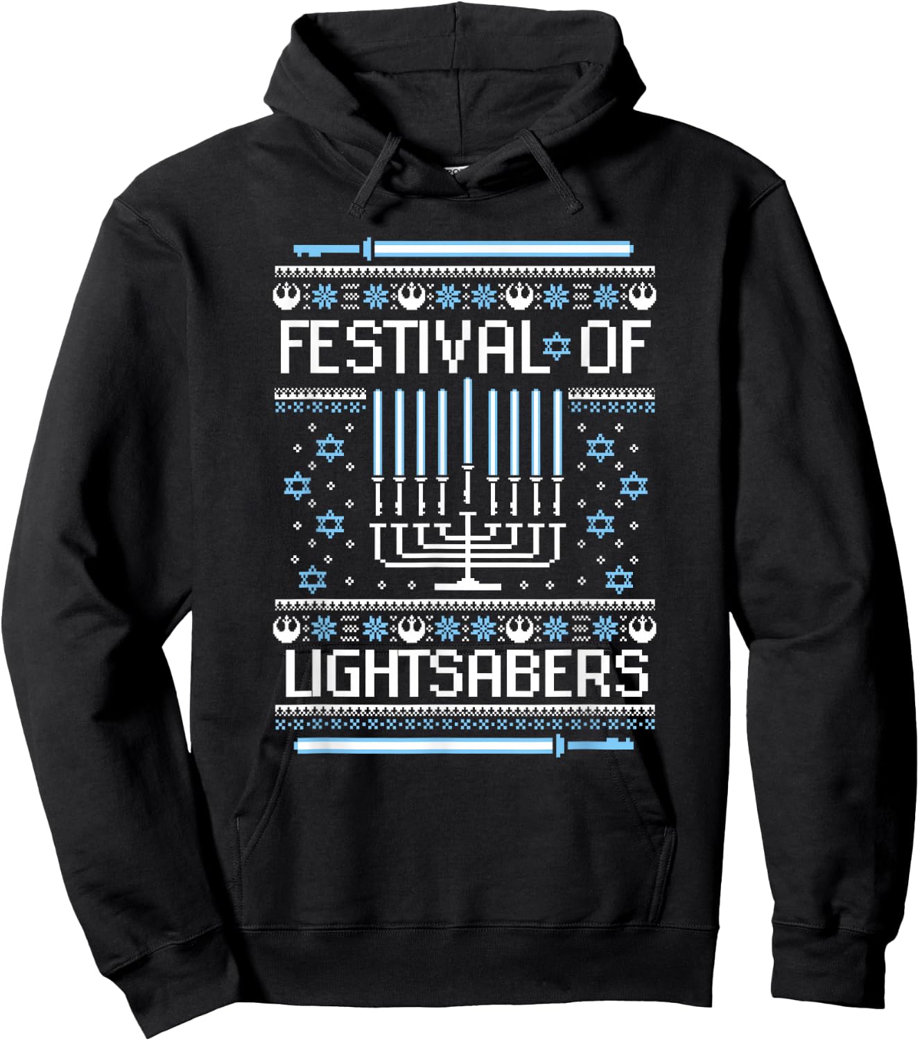 Star Wars Hannukah Festival Of Lightsabers Hoodie - Hoodie | Black