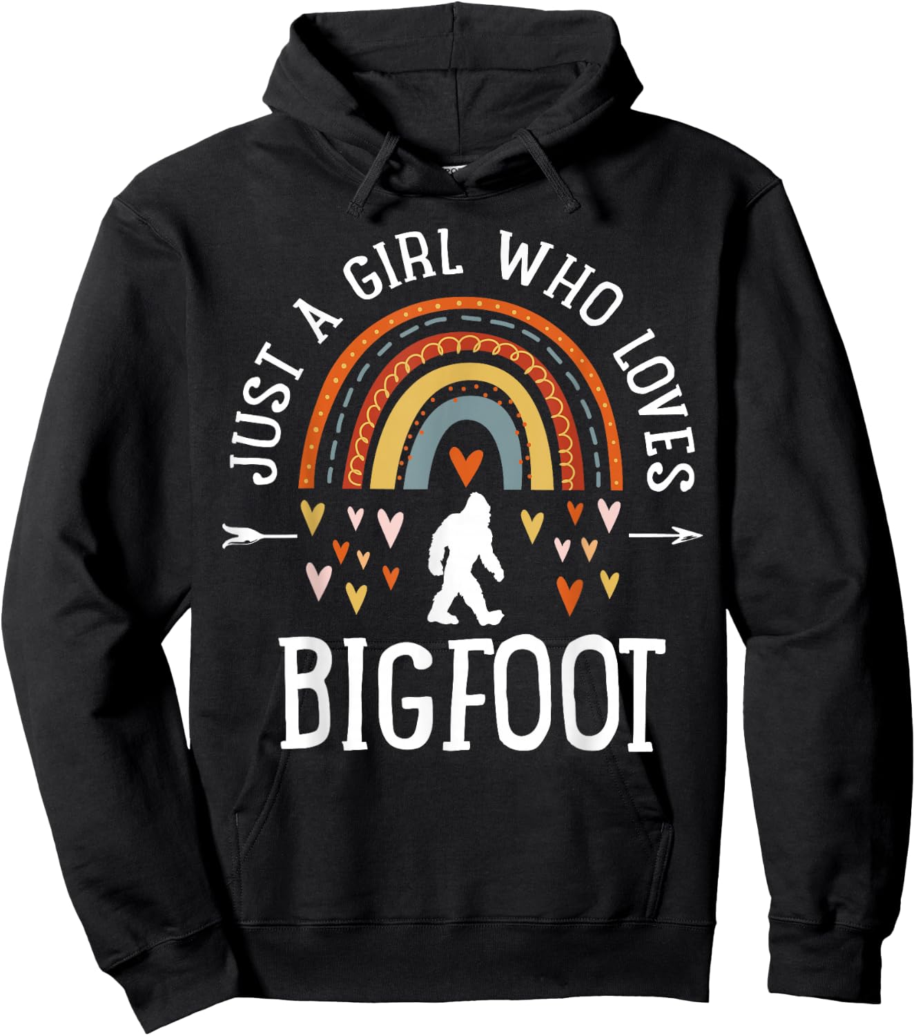 Just A Girl Who Loves Bigfoot Rainbow Gifts Bigfoot Lover Hoodie - Hoodie | Black
