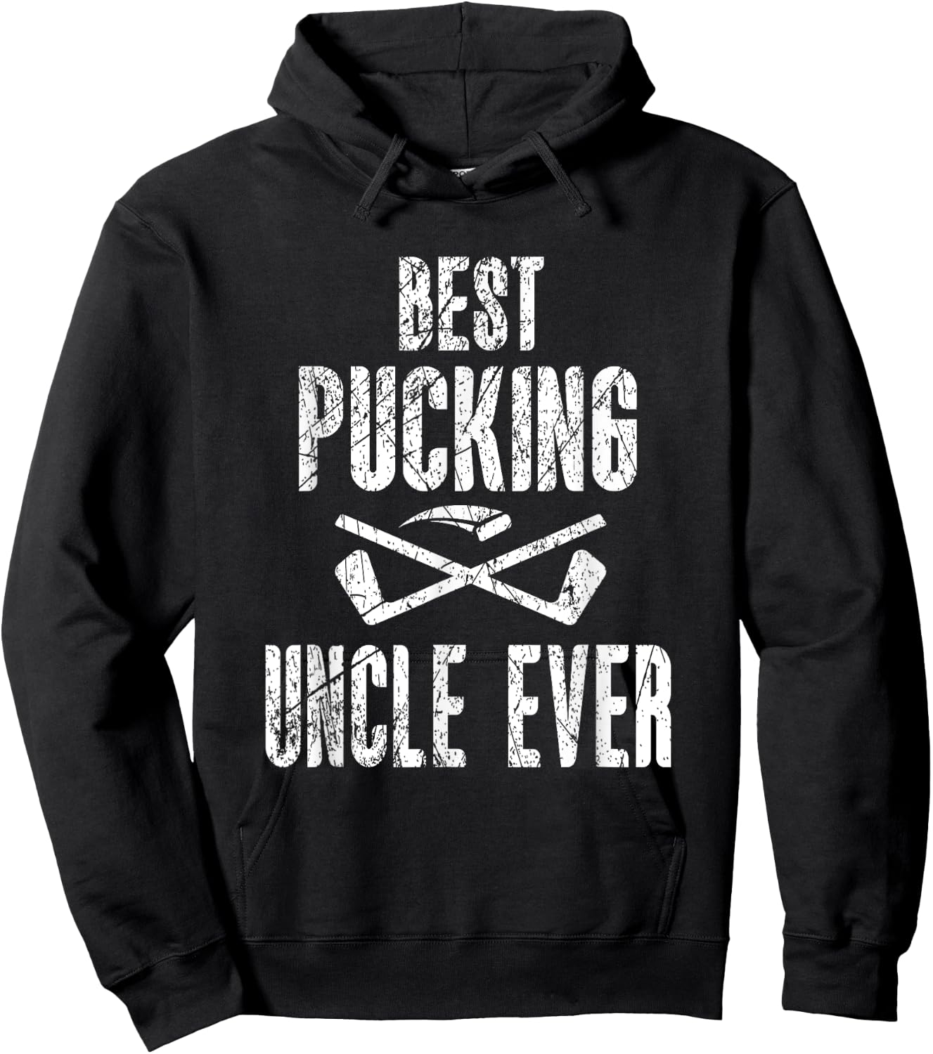 Hockey Uncle Best Pucking Uncle Ever Hockey Fan Hoodie - Hoodie | Black