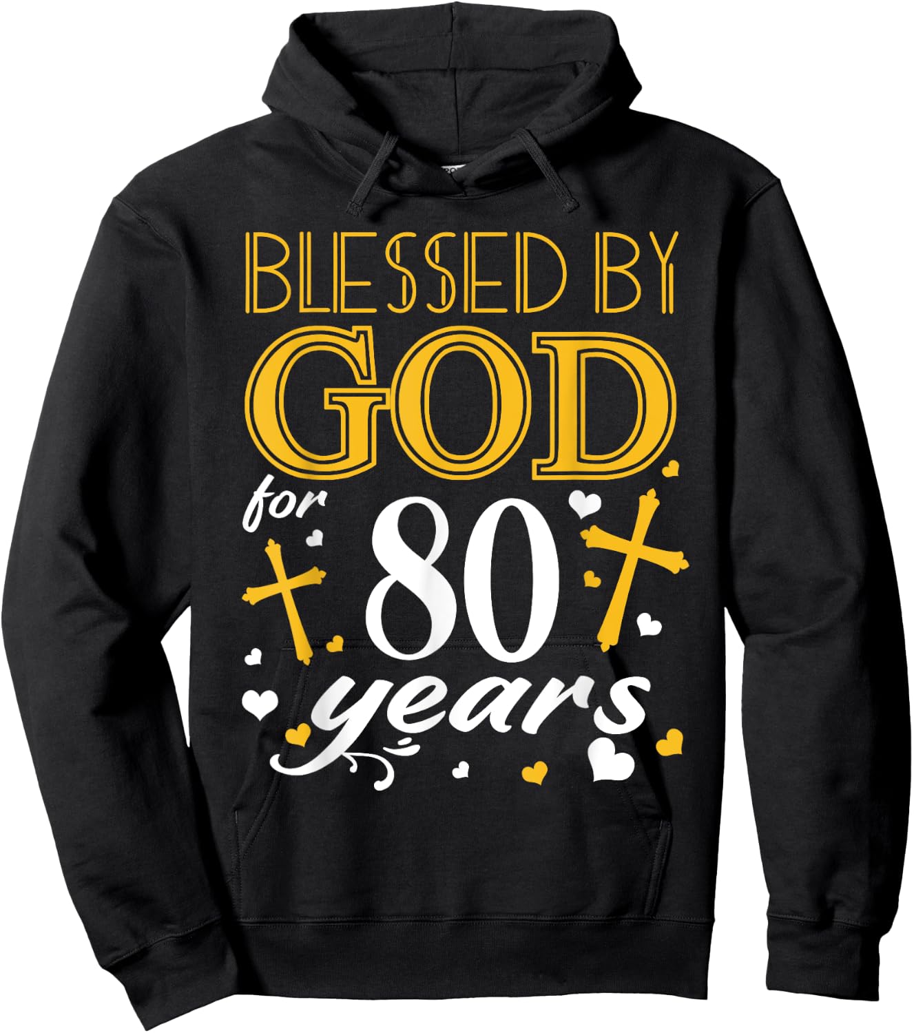 Vintage Blessed By God For 80 Years Happy 80th Birthday Hoodie - Hoodie | Black
