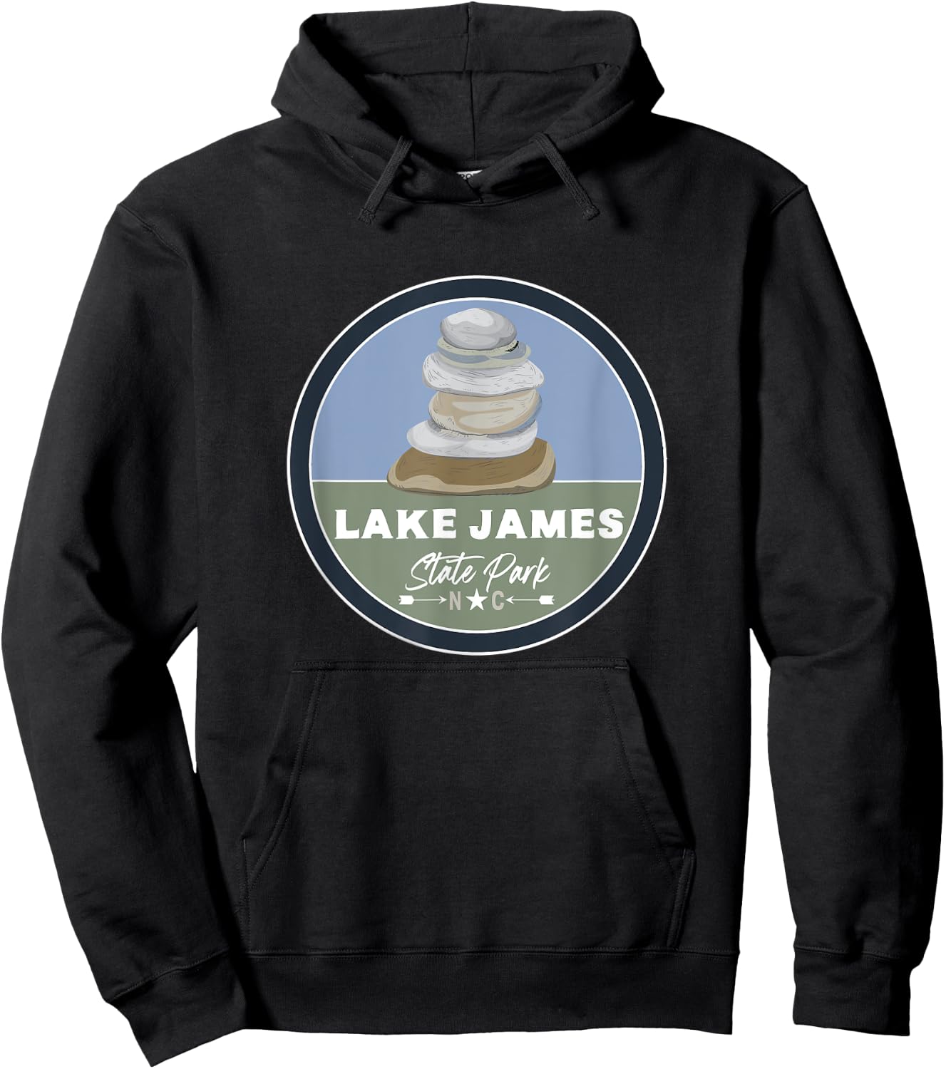 Lake James State Park North Carolina NC Cairn Stone Stack Hoodie - Hoodie | Black