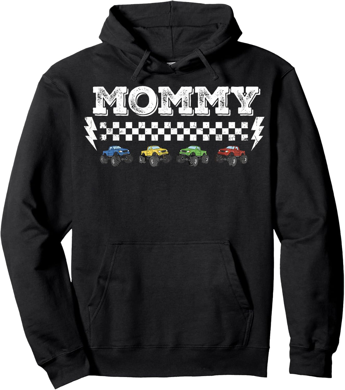 Mommy Monster Truck Matching Family Mommy Birthday Squad Hoodie - Hoodie | Black