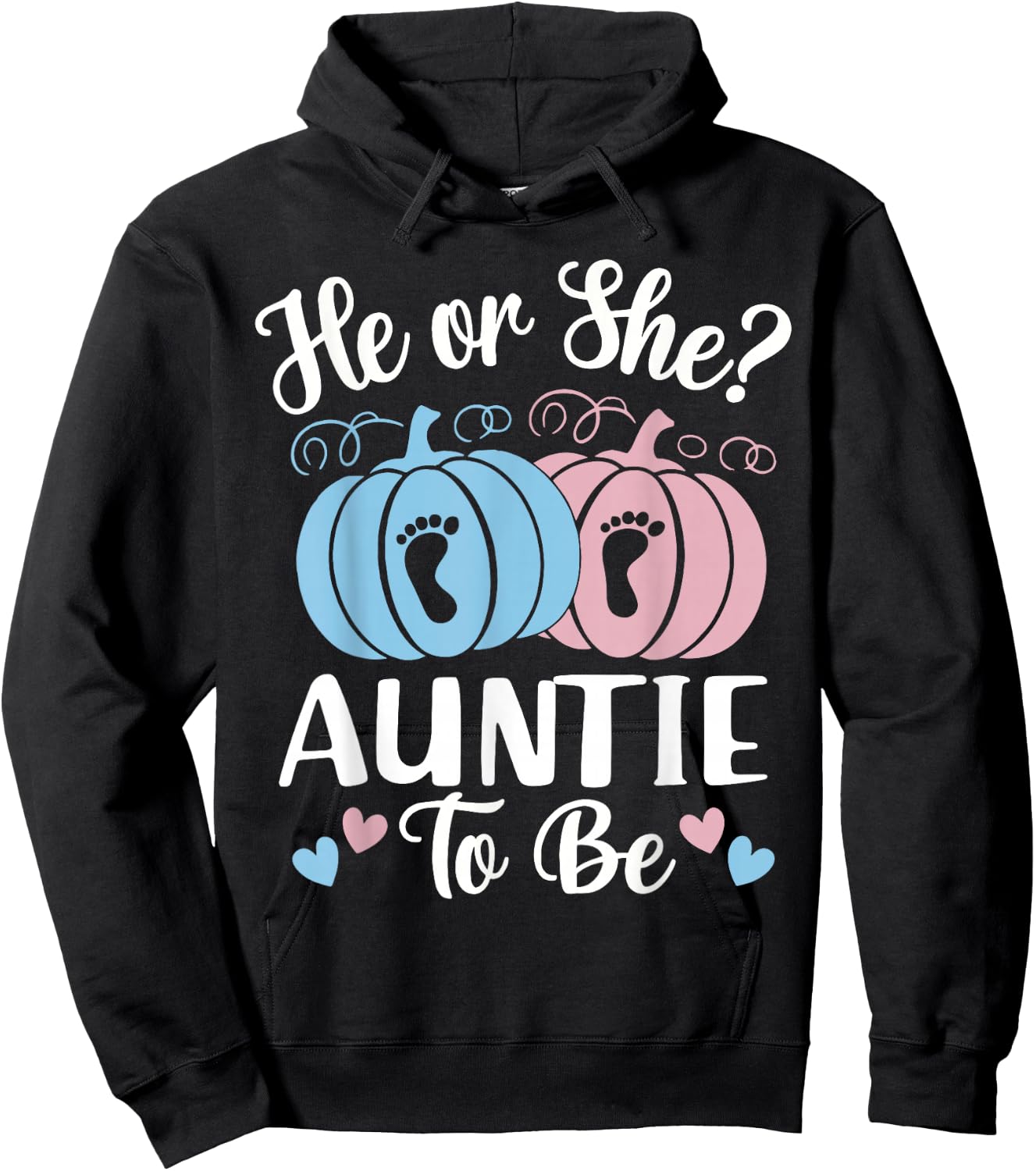 Halloween He or She Auntie to Be Pumpkin Gender Reveal Hoodie - Hoodie | Black