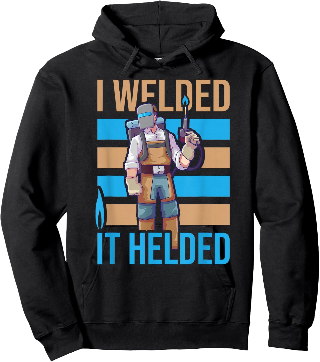Welder Weld Designs for Ironworkers and Pipeliners Men's Black Cotton Polyester Casual Humorous Welding Themed Hoodie - Hoodie | Black