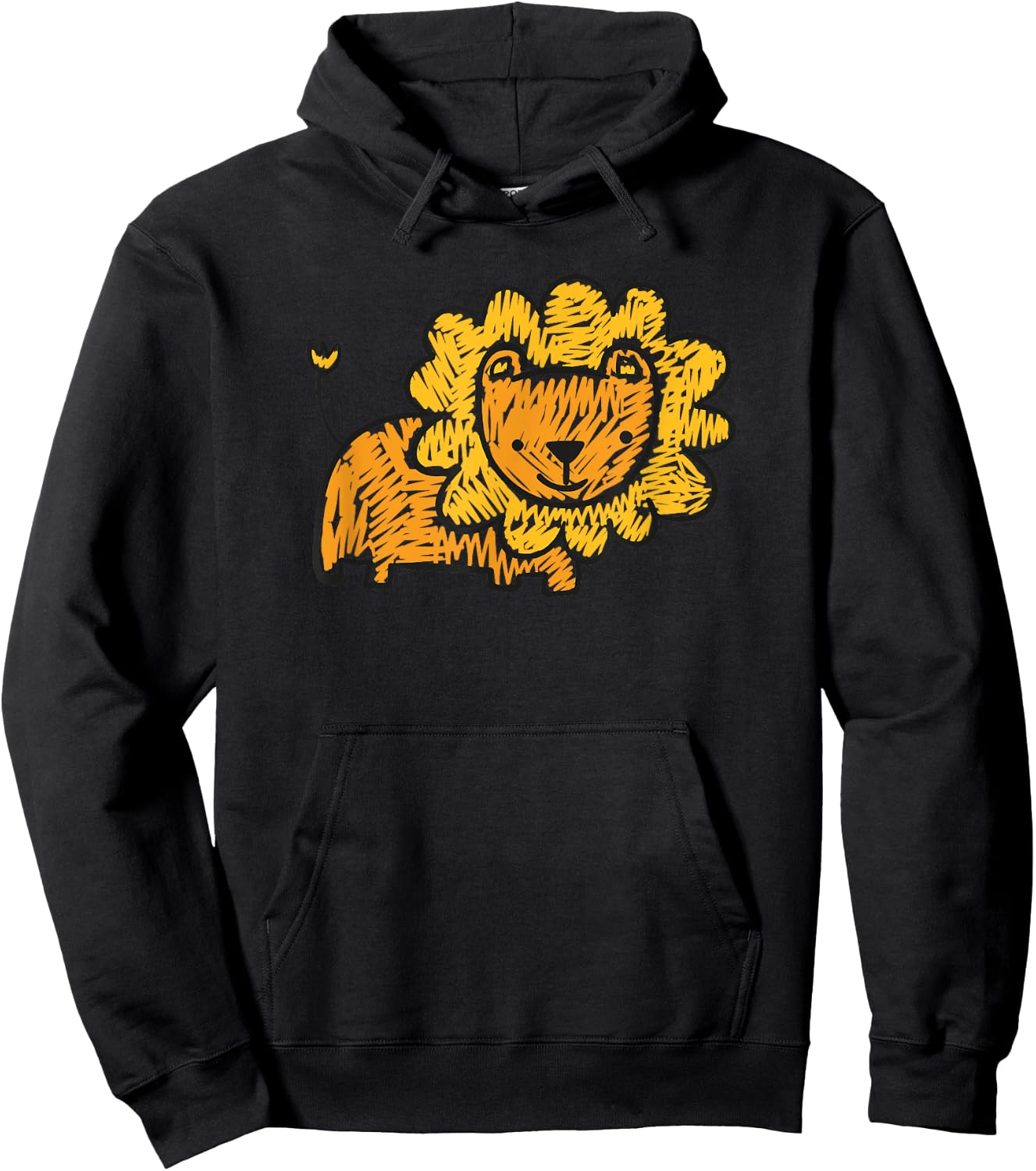 Cute Lion Shirt Funny Kids Animal Drawing Hoodie - Hoodie | Black