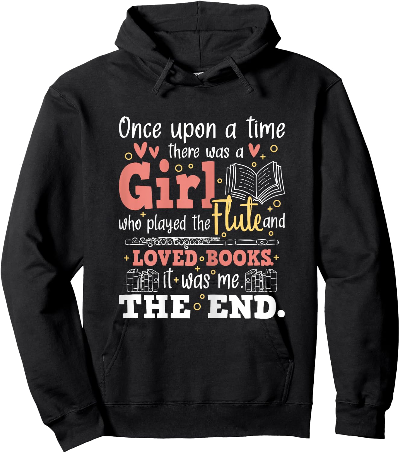 Flute Player Book Lover Flutist Marching Band Musician Hoodie - Hoodie | Black
