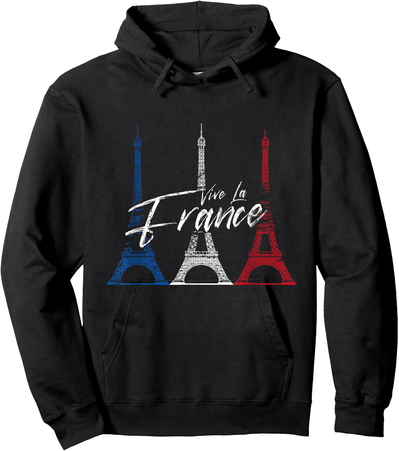 Vintage Retro Vive La France Eiffel Tower Men Women Hoodie - Hoodie | Black