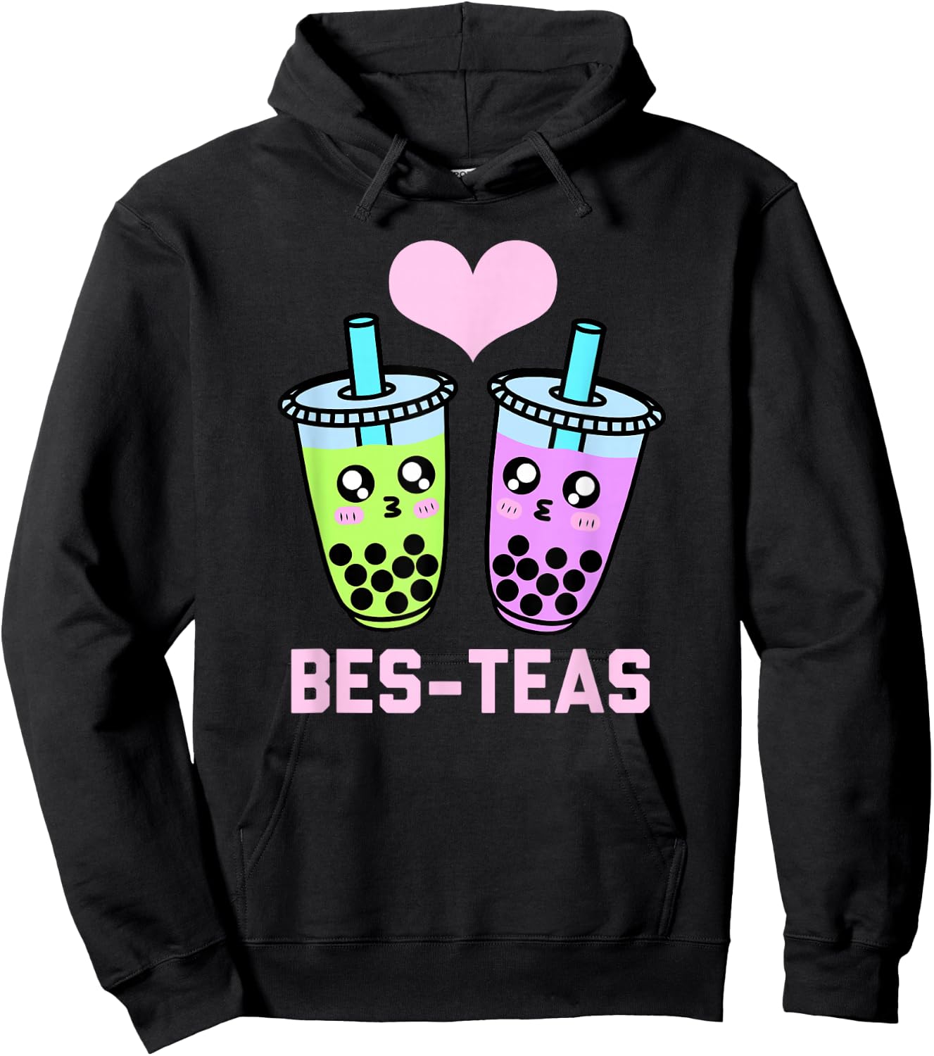 Funny Boba Tea Bubble Gen Z Besties Pun For Kids Girls Boys Hoodie - Hoodie | Black