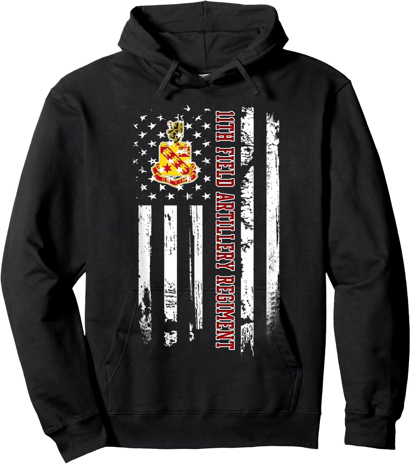 11th Field Artillery Regiment Veteran USA Flag Veterans Xmas Hoodie - Hoodie | Black