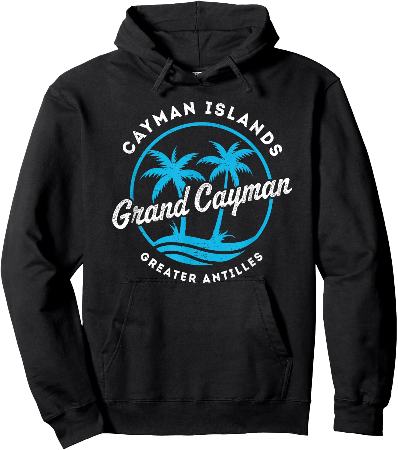 Retro Grand Cayman Islands Palm Tree Beach Vintage Vacation Hoodie - Hoodie | Black