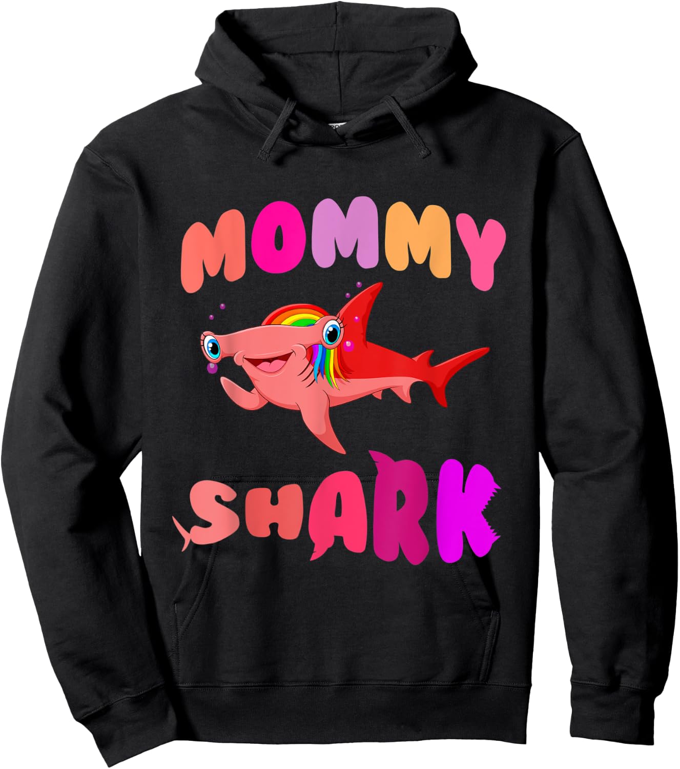 Mommy Shark hammerhead birthday family shark matching Hoodie - Hoodie | Black