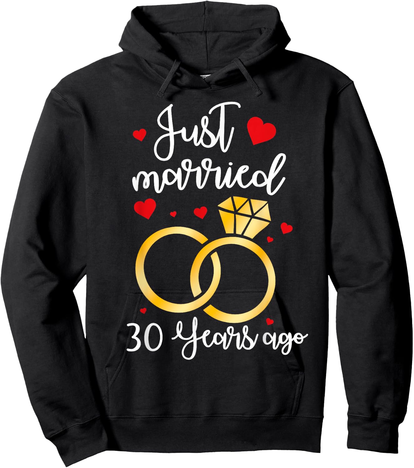Just Married 30 Years Ago Wedding 30th Anniversary Couple Hoodie - Hoodie | Black