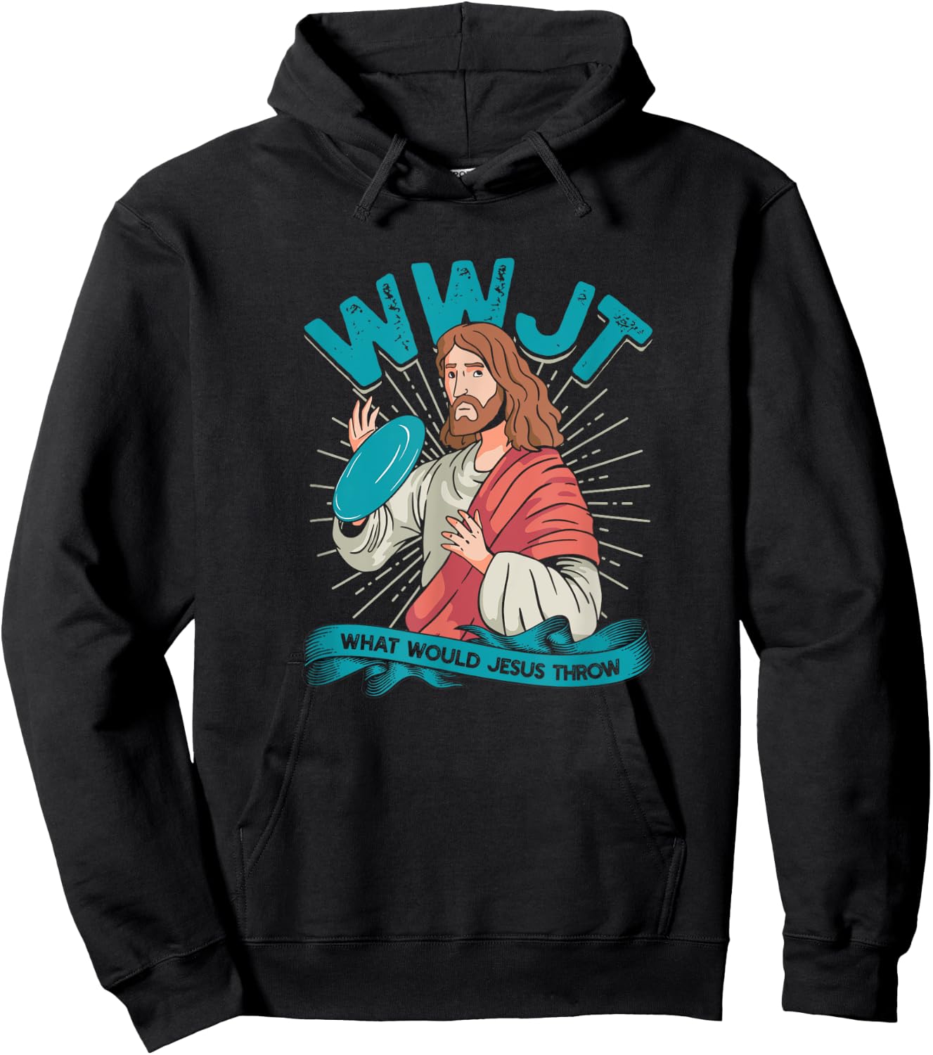 WWJT What would Jesus throw - Frisbee disc golf sport Hoodie - Hoodie | Black