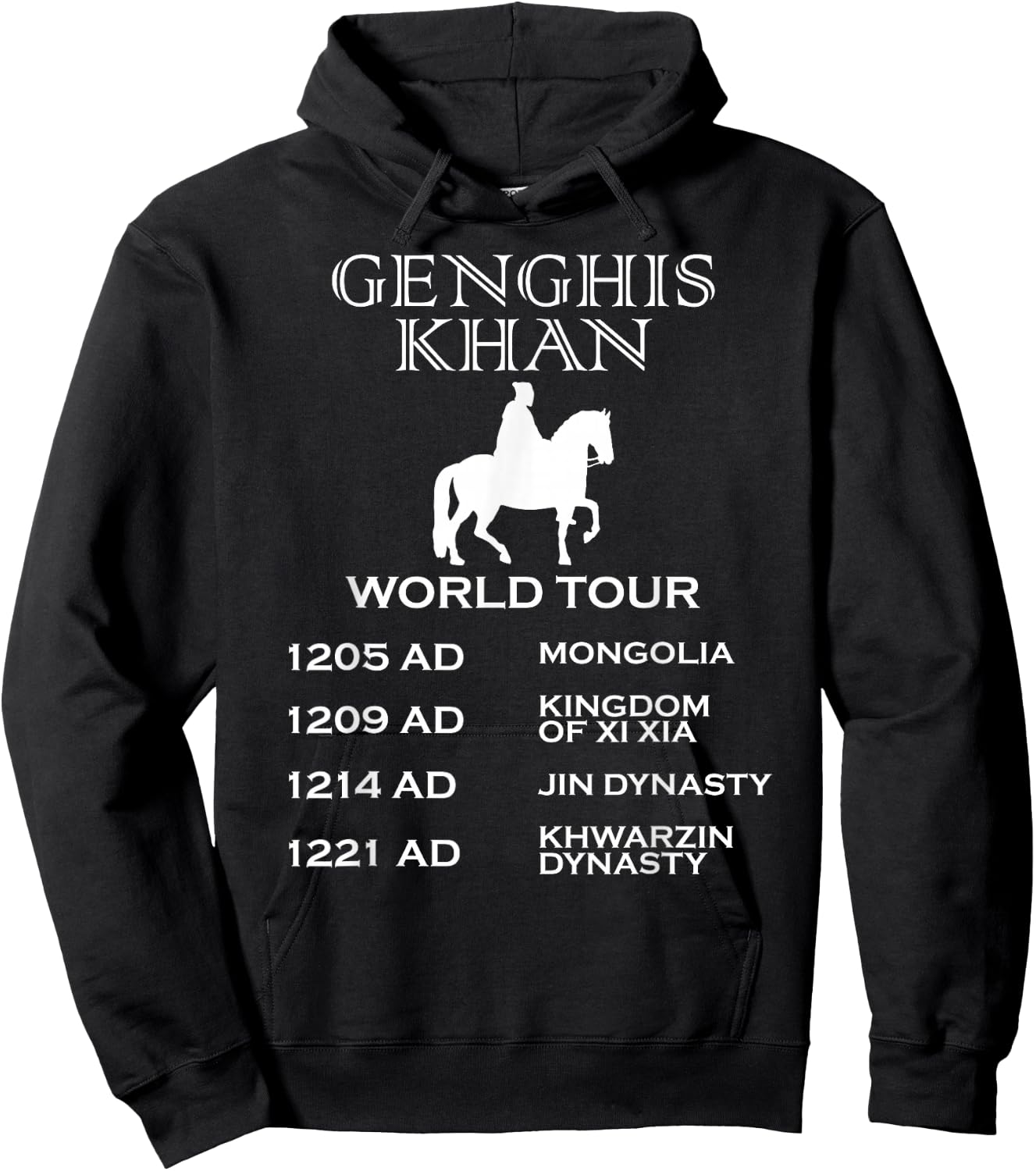 Genghis Khan Shirt Funny Ancient History World Tour Hoodie - Hoodie | Black