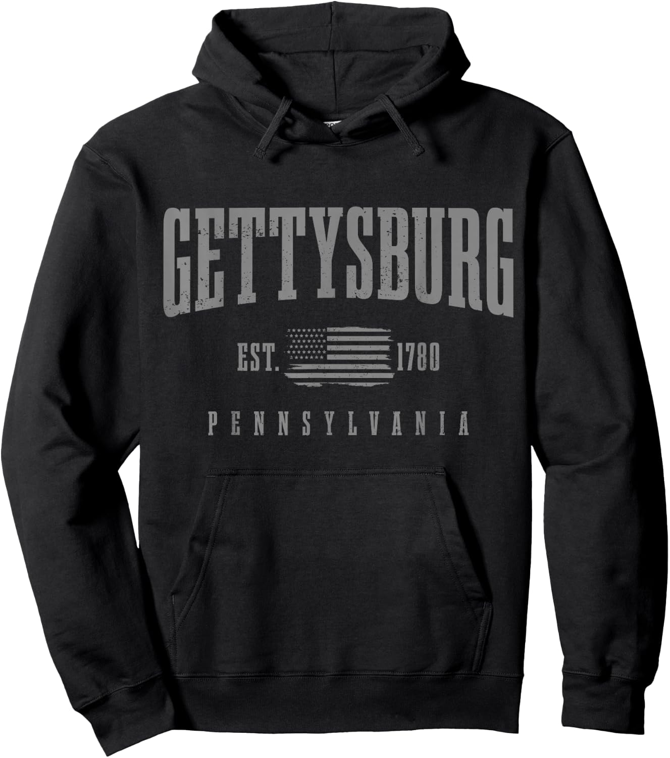 Gettysburg Pennsylvania 1780 Vintage American Flag Patriotic Hoodie - Hoodie | Black