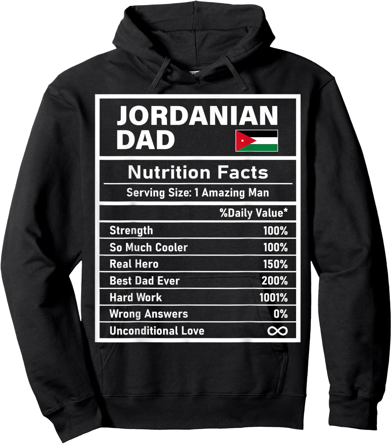 Jordanian Dad Nutrition Facts Father's Day National Heritage Hoodie - Hoodie | Black