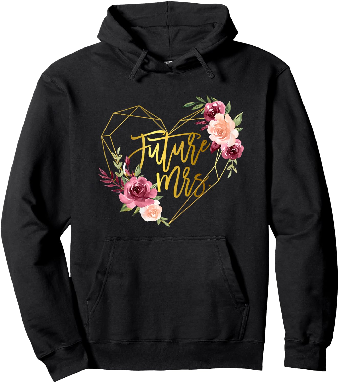 Floral Future Mrs Rose Flower Bride to be Bachelorette Hoodie - Hoodie | Black