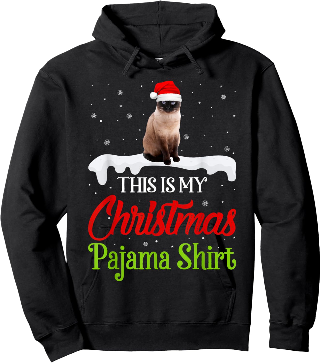This Is My Christmas Pajama Shirt Siamese Cat Men Women Kids Hoodie - Hoodie | Black