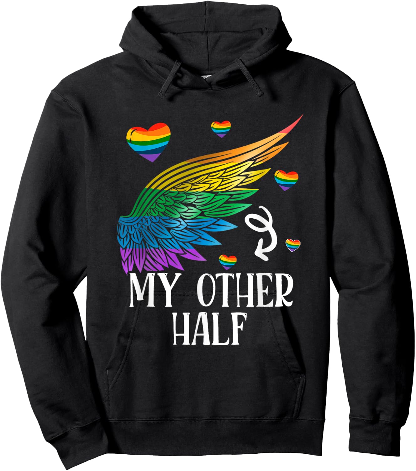 My Other Half LGBT Matching Couple Rainbow Wings Gay Lesbian Hoodie - Hoodie | Black