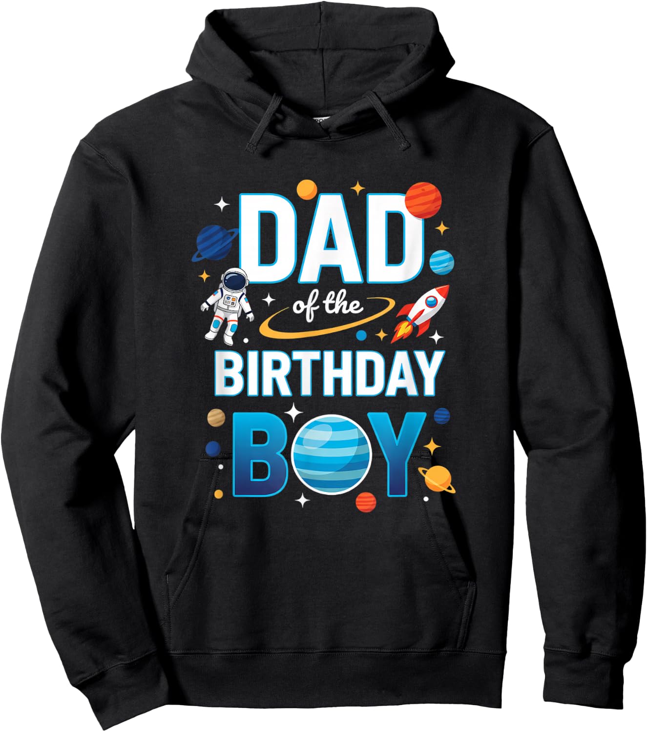 Dad of The Birthday Boy Space Party Astronaut Rocket Hoodie - Hoodie | Black