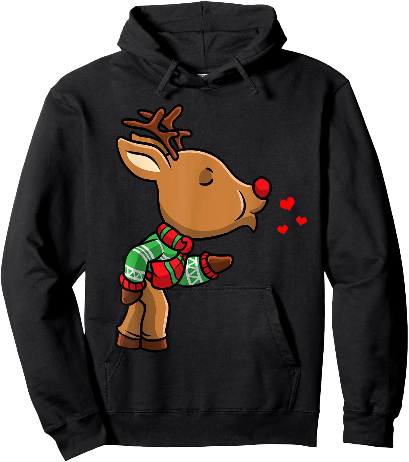 Reindeer Christmas Matching Couple Hoodie - Hoodie | Black
