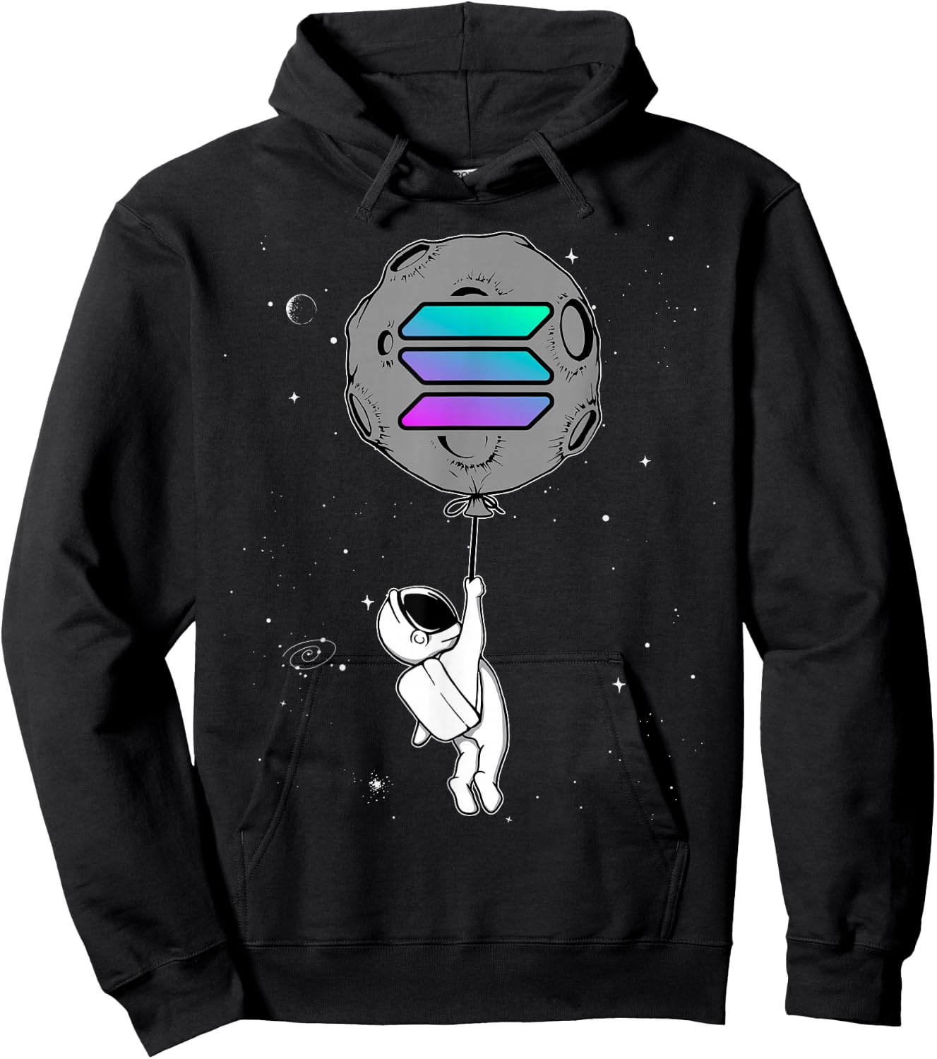 Cryptocurrency Talk Funny Solana Hodl Moon Astronaut Hoodie - Hoodie | Black