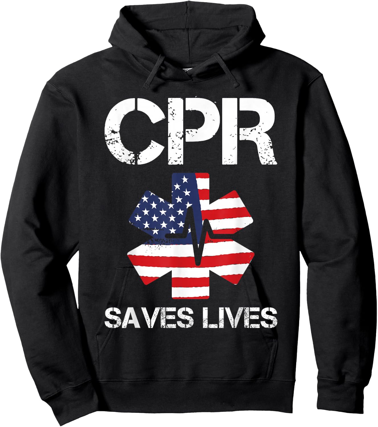 CPR Instructor CPR Saves Lives American Flag Hoodie - Hoodie | Black