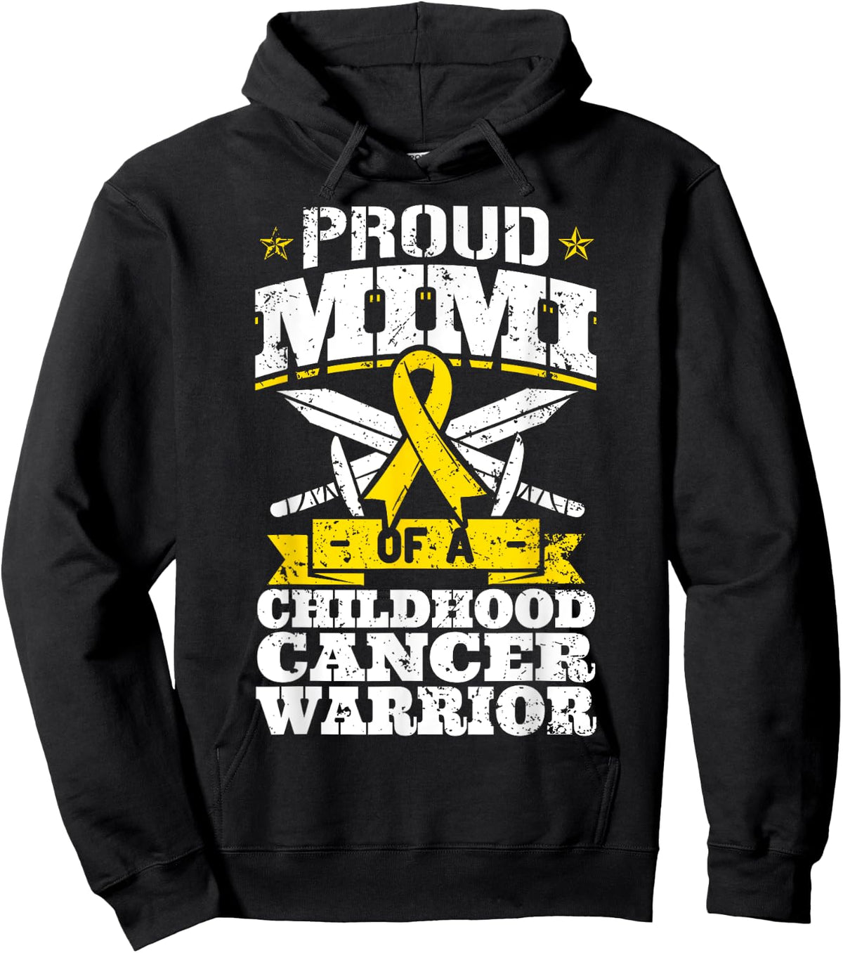Proud Mimi Of A Childhood Cancer Warrior Awareness Grandma Hoodie - Hoodie | Black