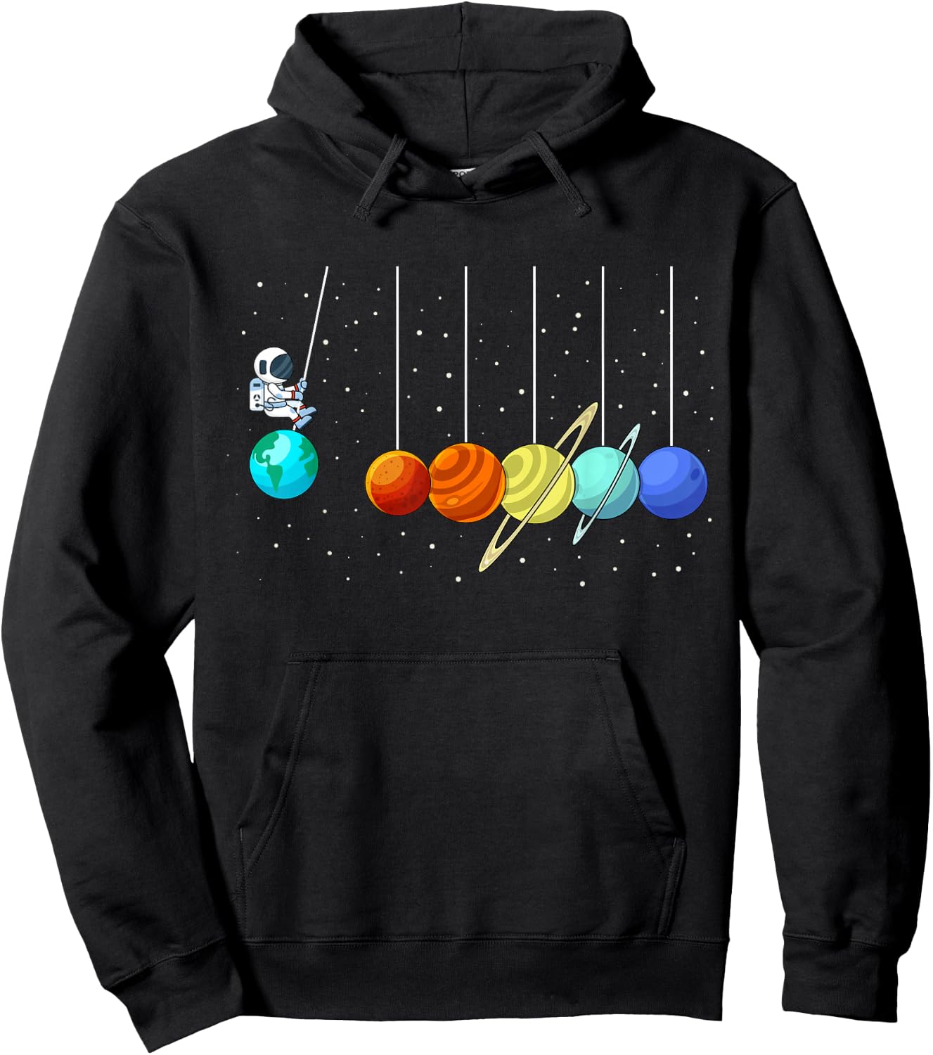 Funny Astronaut Newtons Cradle Pendulum Swing Planets Space Hoodie - Hoodie | Black