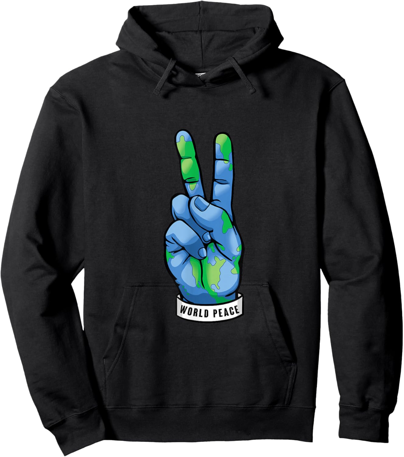 World Peace Earth Day Awareness Peace Sign Hand Gesture Hoodie - Hoodie | Black
