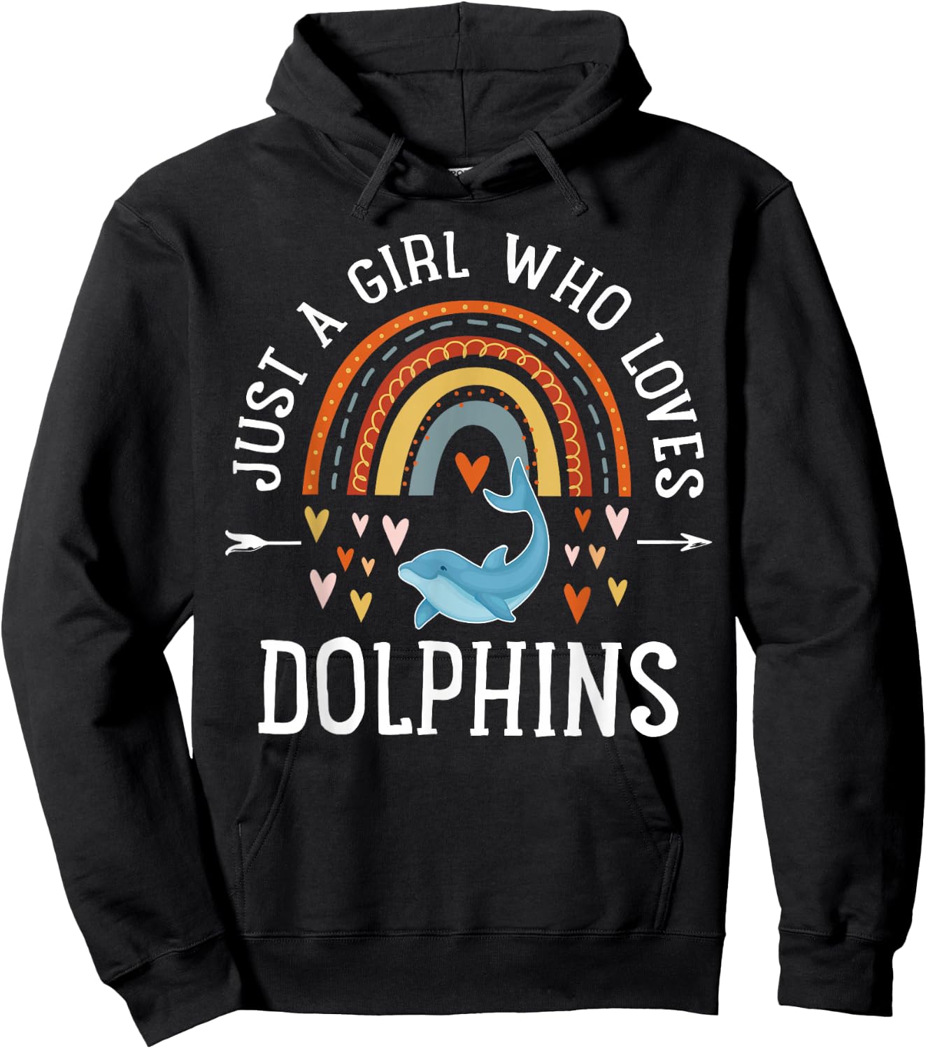 Just A Girl Who Loves Dolphins Rainbow Gifts Dolphin Lover Hoodie - Hoodie | Black