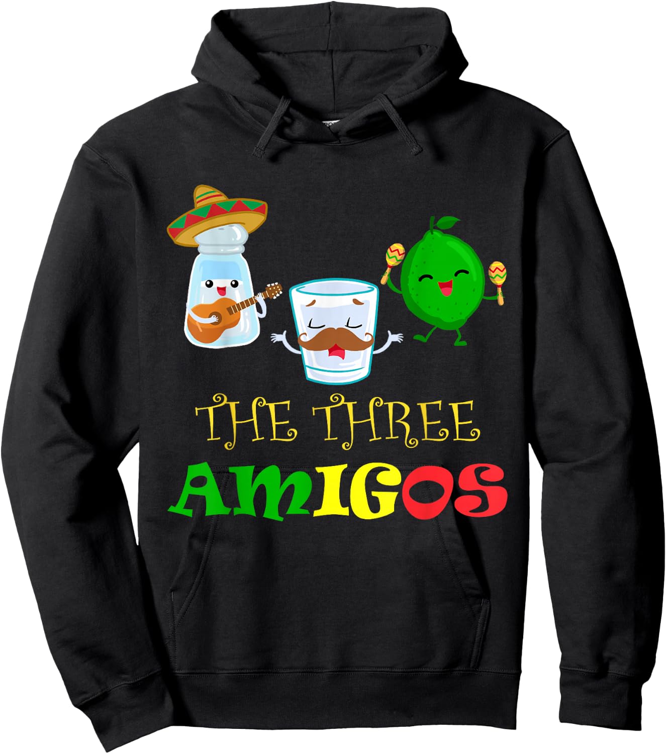 The Three Amigos - Black, -Adults, Small, Short Sleeve Hoodie - Hoodie | Black