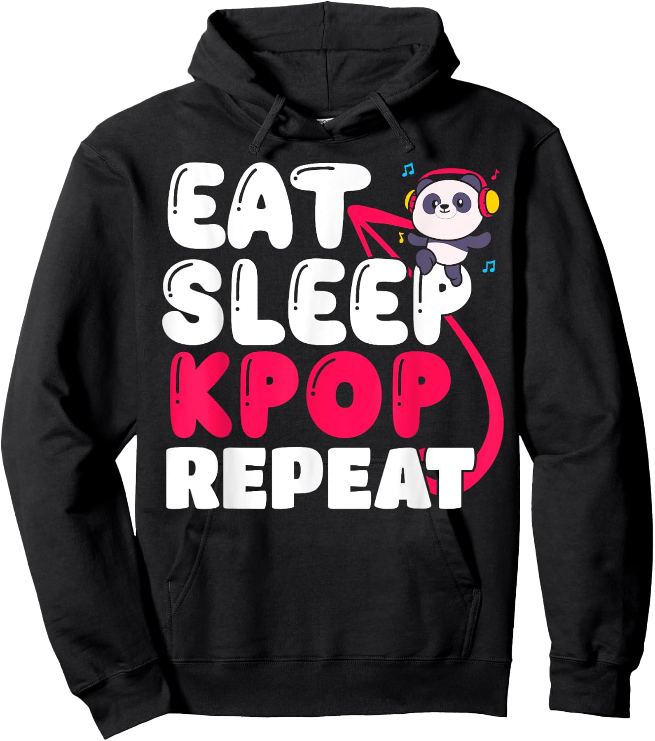 Eat Sleep Kpop Repeat Korean music Hoodie - Hoodie | Black