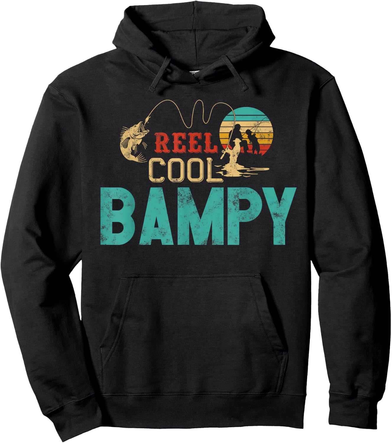 Reel Cool Bampy vintage funny fishing rod gifts for Bampy Hoodie - Hoodie | Black
