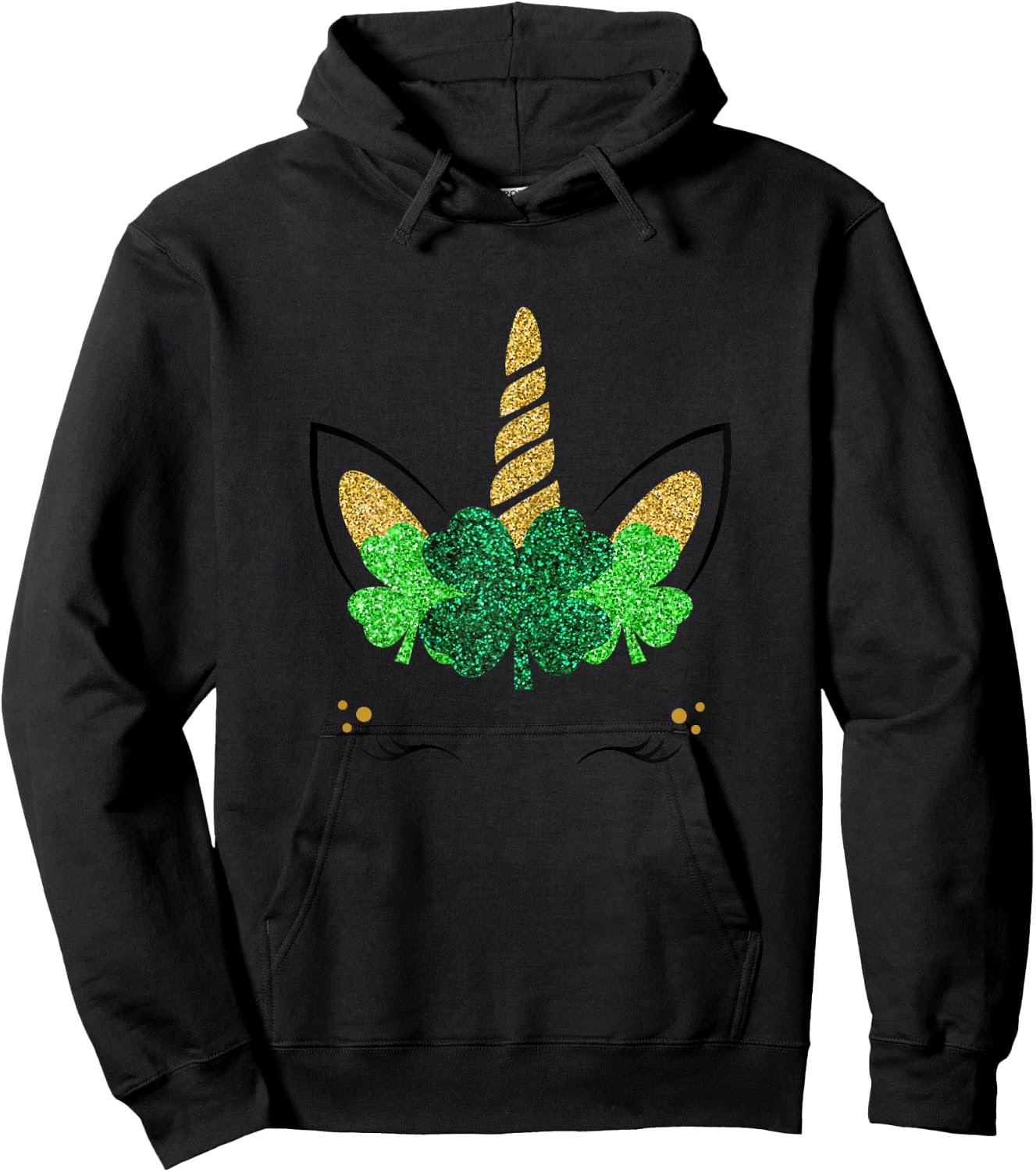 Unicorn Face St Patrick's Day Girls Hoodie - Hoodie | Black